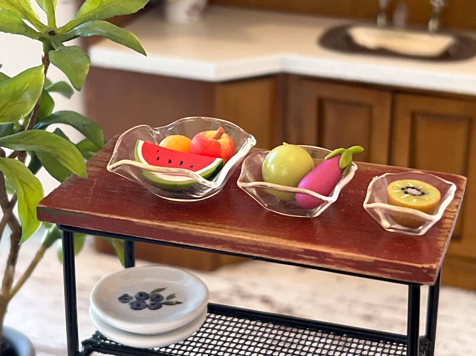 Miniature Fruit & Vegetable Plates – 1:12 Scale - Dollhouse Supermarket Fruits Kitchen Decor __etsy:7894096339