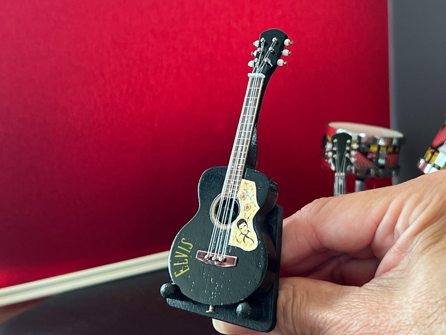 Miniature Elvis Presley Drum Set & Guitars - 1:12 Scale, Dollhouse Collectible Drums __etsy:8022009309
