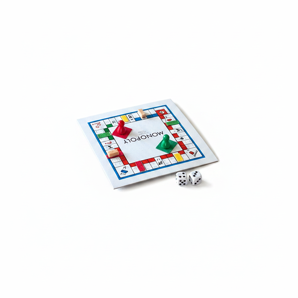 1:12 Scale Miniature Monopoly Board Game – White Background