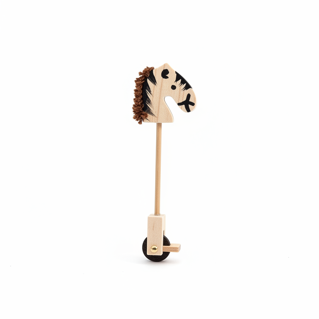 1:12 Scale Miniature Wooden Hobby Horse – White Background