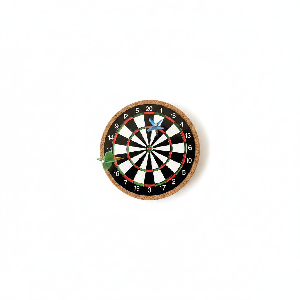 1:12 Scale Miniature Dart Board with Darts – White Background