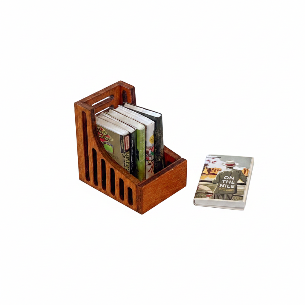 1:12 Scale Miniature Retro Desk Organizer – White Background