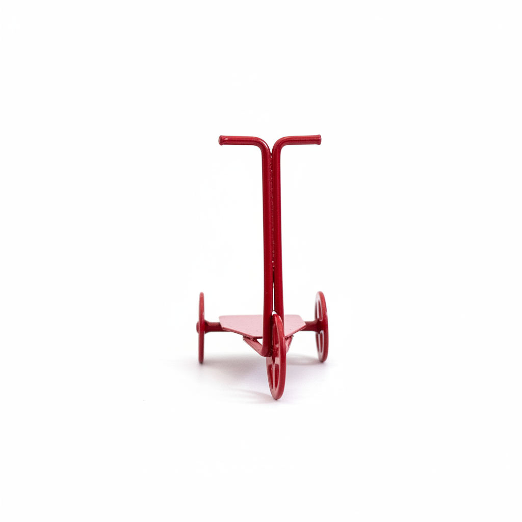 1:12 Scale Miniature Red Three-Wheel Scooter – White Background