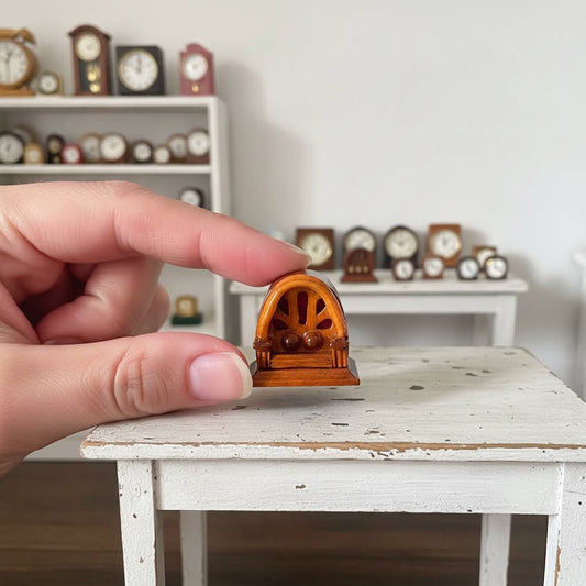 1:12 Scale Miniature Vintage Wooden Radio – Retro Dollhouse Living Room & Study Decor